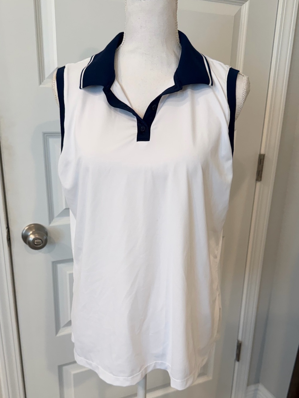 LILLIE GREEN Sleeveless Collared Golf Polo Shirt White Women's Sz XL NEW UPF 50